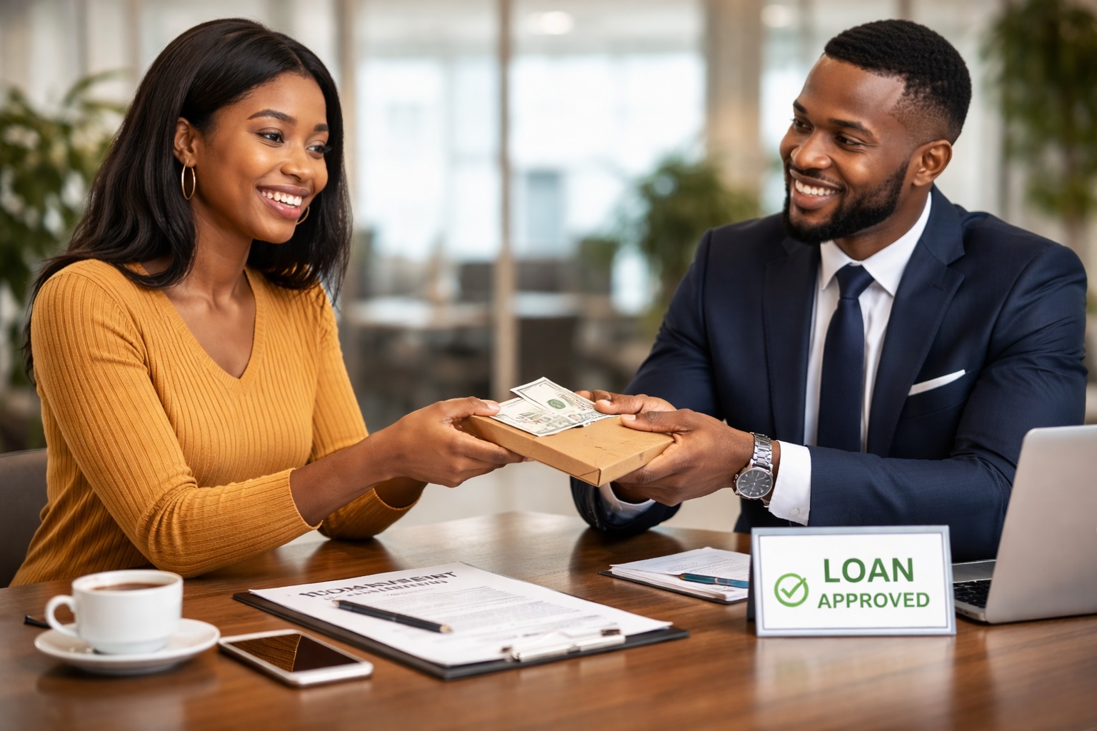 Nigerian civil servant receiving loan support